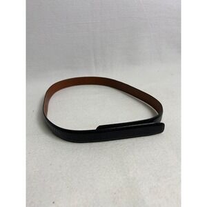 Minimalist Terry Stack Womens L Black Croc Embossed Italian Leather Velcro Belt